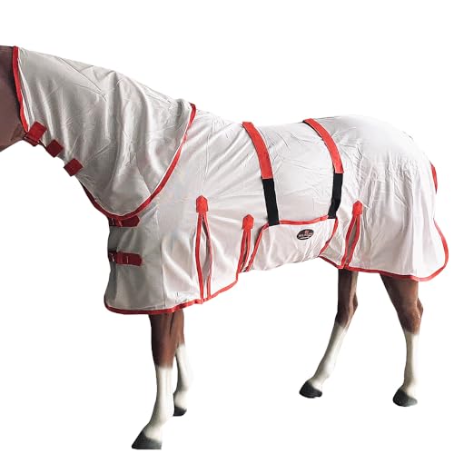 HILASON 72 in White Horse Fly Sheet UV Protect Mesh - color: White, size: 72 In