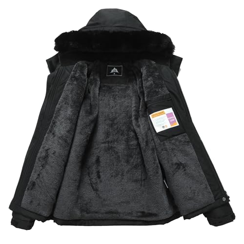 MOERDENG Women's Warm Winter Coat Insulated Snowboarding Jacket - color: Black, size: Small
