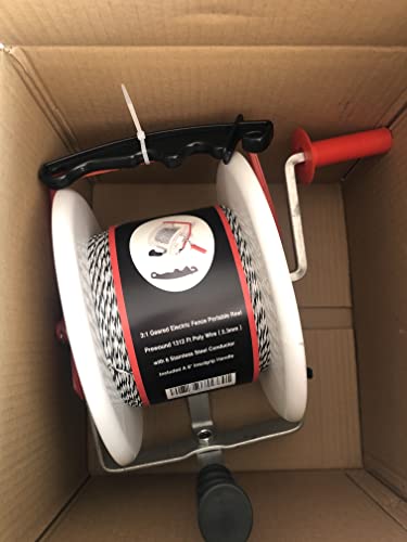 1 Pack 3:1 Geared Electric Fencing Standard Reel with 1312ft Premium Polywire 6 Conductors Plus 1 Free 8 inch Insulgrip - size: 6 conductors x 1312 feet x 1 standard reel