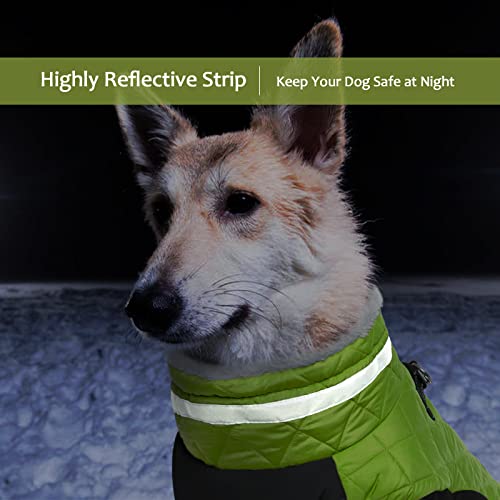 Lelepet Dog Coat Warm Dog Winter Coat Waterproof Dogs Jacket with Harness - color: Lime, size: X-Small