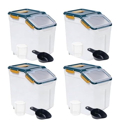 Saim 4 Pack 25lb Flour & Rice Storage Container Bin, Dark Blue - color: 4Pack 25lb Dark Blue