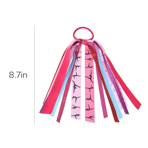 Girls Gymnastics Hair Ties Ponytail Holder Hair Ribbon Streamers Cute Gymnastics Dance Hair Accessories Sport Bow Elastic Hair Band Headband Gift for Gymnast Cheerleader Fan Women - color: Gymnastics