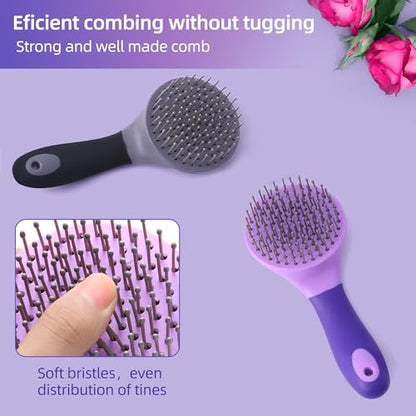 Equine Mane & Tail Combs Horse Brush Shedding Brush Grooming Tool for Horse (Purple) - color: Purple