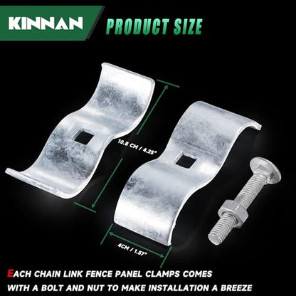 6 Pcs 1-3/8" Chain Link Fence Panel Clamps, Dog Kennel Clamps for 1-3/8" OD Pipe, Galvanized Steel, for Round Pipe Panel Frame,Bolts & Nuts include - size: 1-3/8 6Pcs