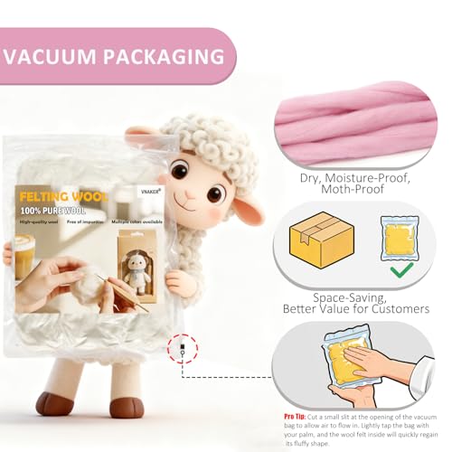 3.4oz Needle Felting Wool Pink Cherub for DIY Needle Craft Enthusiasts - color: Pink Cherub