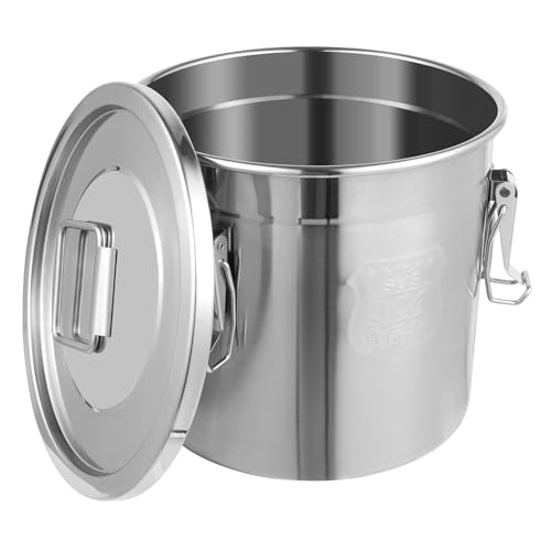 CNCEST Stainless Steel Airtight Canister for Kitchen, Rice Cereal Grain Canisters Container for Household Kitchen Food Bean Flour Oil Sugar Milk Cookie Storager Bucket w/Handles Lid (12L) - size: 12L