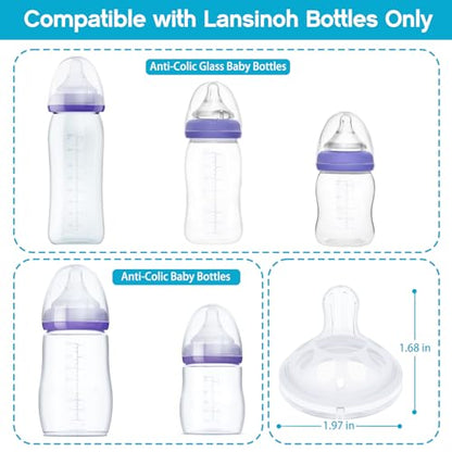 Baby Silicone Nipples for Lansinoh Bottles, Anti-Colic Replacement Nipple for Baby 1m+, BPA Free, Slow Flow, Size S, 6 Count