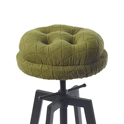 BUYUE Round Bar Stool Seat Cushion, Dia.12 Luxury Fashion Jacquard with Anti-Skid Silicone Bar Stool Cushion Padded (Green, S,1 Count) - color: Green, style: Round S