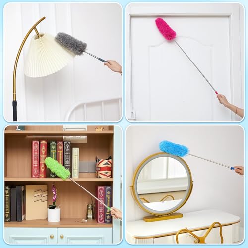 Tanlade 12 Pcs Microfiber Feather Dusters for Cleaning, Stylish Color - color: Stylish Color