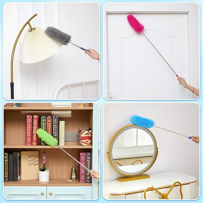 Tanlade 12 Pcs Microfiber Feather Dusters for Cleaning, Stylish Color - color: Stylish Color