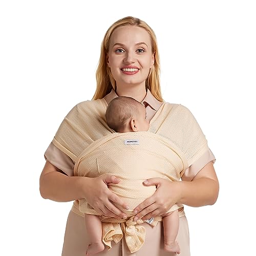 Momcozy Baby Wrap Carrier, Easy-On 2-Piece Design, Air Mesh Cooling - color: Air Mesh-Beige