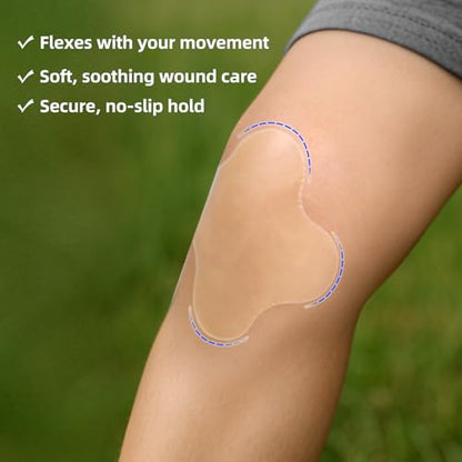 Niceful Hydrocolloid Bandages 4"x4" for Knee, Elbow, 10 Count | Waterproof, Advanced Healing, Extra Thin, Hydrocolloid Dressing Patches, Designed to Fit Joints, for Wounds - size: 4" x 4" (10 Dressings)