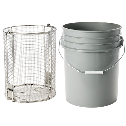 Dip N’ Drain – Stainless Steel Part Cleaning Strainer Basket for 5-Gallon Buckets (Bucket Included) | 1/4″ Mesh, Swing Handle, Perfect for Mechanics, Auto Parts, Garage, Shop & Home Workshop Cleaning - size: 5 Gal. 1/4" Mesh - Bucket