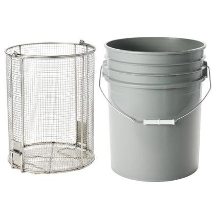Dip N’ Drain – Stainless Steel Part Cleaning Strainer Basket for 5-Gallon Buckets (Bucket Included) | 1/4″ Mesh, Swing Handle, Perfect for Mechanics, Auto Parts, Garage, Shop & Home Workshop Cleaning - size: 5 Gal. 1/4" Mesh - Bucket
