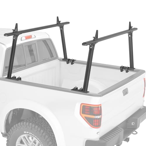 Model APX25-Lite Extendable Aluminum Truck Ladder Rack Adjustable Pick-Up Ladder Rack (No Drilling Required) - Black - color: Lite Version - Black