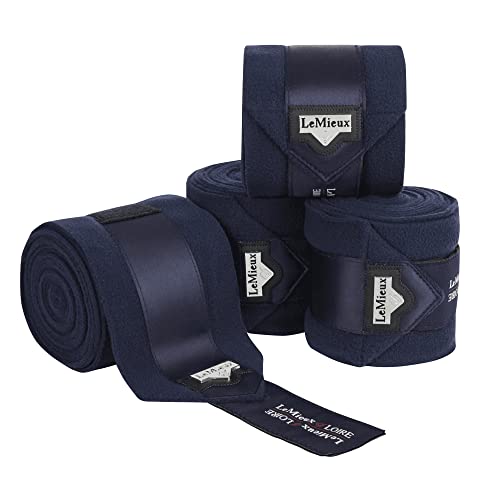 LeMieux Loire Polo Bandages in Zipped Case - Signature Embossed Metal Motif - Satin End Detail - Soft Fleece Protection Wraps - Pack of 4 - color: Large, size: full