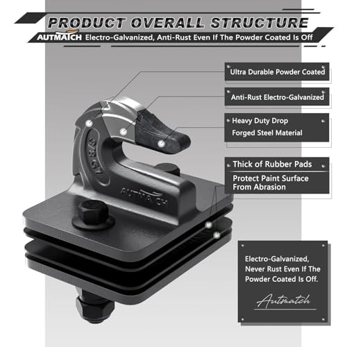 AUTMATCH Tractor Bucket Grab Hook 3/8" (2-Pack) Grade 70 Drop Forged Steel - color: Gunmetal Gray