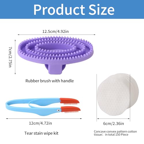 Curry Comb Kit, 4 Ring Curry Comb, Rubber Brush, Stain Wipe Brush Set
