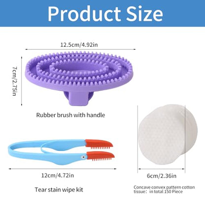 Curry Comb Kit, 4 Ring Curry Comb, Rubber Brush, Stain Wipe Brush Set