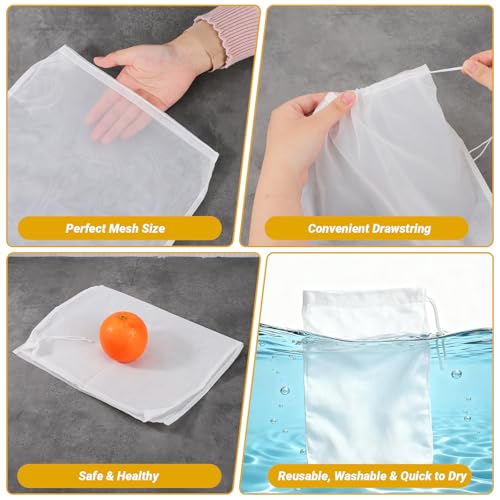 Cheesecloth Bags for Straining, 3 Pack, Reusable Fine Mesh Nylon Cheese Cloth Bag with Drawstring for Straining Nut Milk, Juice, Yogurt, Coffee, 100 Mesh (9.45x14.17"/11.81x17.72"/17.72x23.62") - size: Combo - 9.45x14.17"/11.81x17.72"/17.72x23.62"