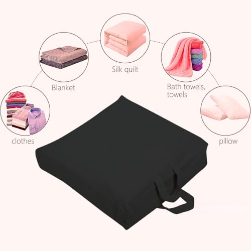Premium Cotton Bag, Machine Washable, Breathable, 17x16x3 inches, Great Bag for Seasonal Clothing Storage, Cashmere, Jackets, Dresses, Travel, Moth Prevention (Black, Pack of 1) - color: Black