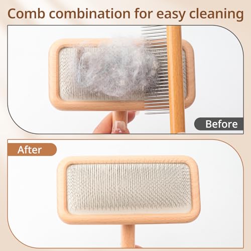 Sheepskin Wool Brush - Carpet Rake Tool - color: Wood
