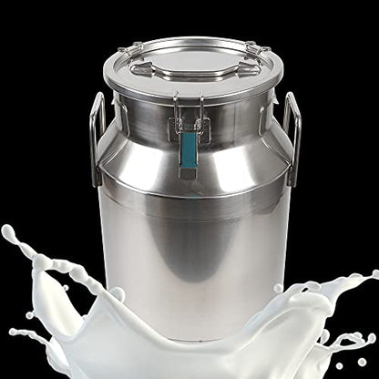Milk Can with Sealed Lid, Stainless Steel Milk Transport Cans Wine Pail Bucket Tote Jug Pot Oil Liquid Storage Barrel with 2 Handles Sealed Silicone Anti-Leak Ring Lock Belt 30L 7.92 Gallon - color: 30L