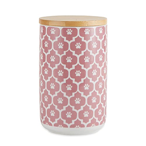 Bone Dry Lattice Collection Pet Bowl & Canister, Treat Canister, 4x6.5", Rose - color: Rose, size: Treat Canister, 4 x 6.5 in (Pack of 1)