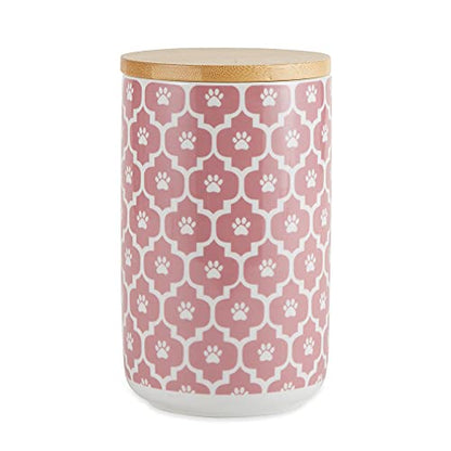 Bone Dry Lattice Collection Pet Bowl & Canister, Treat Canister, 4x6.5", Rose - color: Rose, size: Treat Canister, 4 x 6.5 in (Pack of 1)