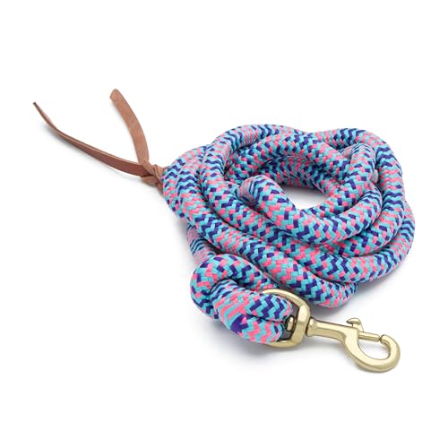 Weaver Equine 10' Horse Cowboy Lead Rope with Brass Snap - color: Turquoise/Purple/Diva Pink