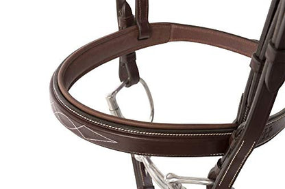 Huntley Equestrian Fancy Stitched Sedgwick Leather English Bridle and Reins - color: Sedgwick Australian Nut, size: Cob