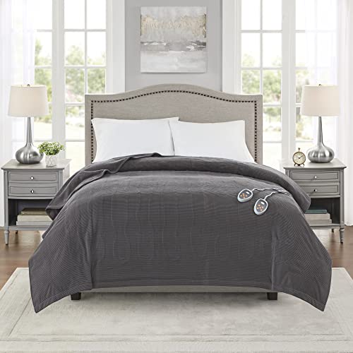 Beautyrest Heated Blanket King, Micro Fleece Electric Blanket, Grey - color: Grey, size: King