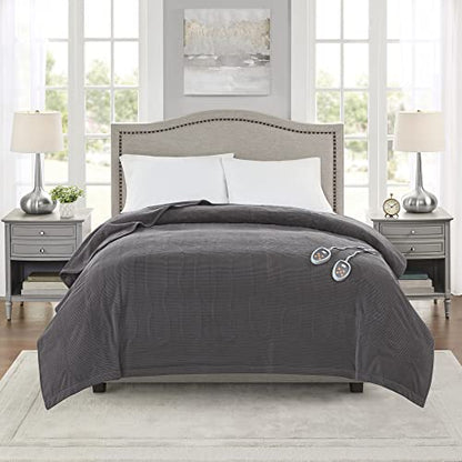 Beautyrest Heated Blanket King, Micro Fleece Electric Blanket, Grey - color: Grey, size: King