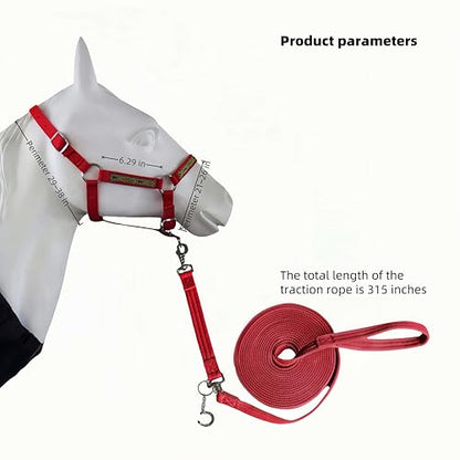 2PCS Adjustable Horse Halter&Horse Training Lunge LINE Double-Buckle Anti-Entanglement Soft BUT Firm Used for Equestrian Training and Training