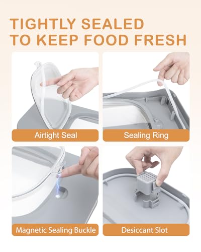 10-26Lbs Airtight Dog Food Container 2Pcs,Collapsible Pet Food Storage - color: Light Grey-2/10-26 Lbs