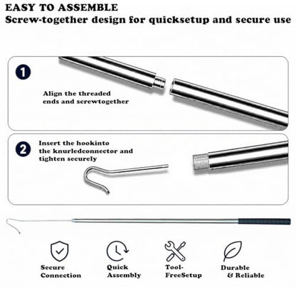 Adjustable Sheep Hook Catching Tool with Storage Bag, Stainless Steel Livestock Handling Crook for Sheep and Goats, Extendable Animal Leg Catcher Pole, Shepherd Herding Tool for Farm Management