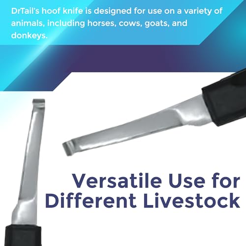 Regular Hoof Knife for Horses – Farrier Tool with Plastic Grip – Hoof Trimming Knife for Equine Care & Veterinary Use (Left Hand) - style: Narrow Curved Blade - RH