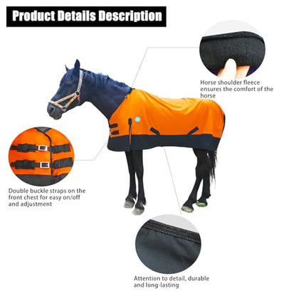 Adjustable Waterproof Horse Sheet | Horse Blankets for Real Horses|Perfect Rainy Day Protection(80", Orange)