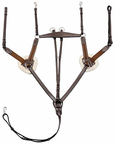 Henri de Rivel Pro 5 Point Elastic Breastplate Martingale with Running Attachment - color: Australian Nut