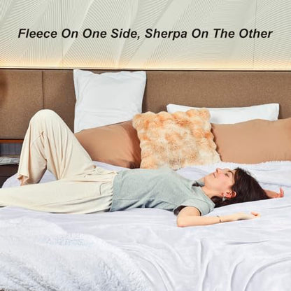 KAWAHOME Sherpa Fleece Twin Size Blanket for Bed, Extra Warm Heavy Thick - color: White, size: Twin ( 66" X 90" )