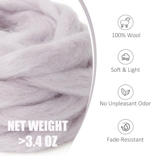 3.4oz Needle Felting Wool Light Gray for DIY Needle Craft Enthusiasts - color: Light gray