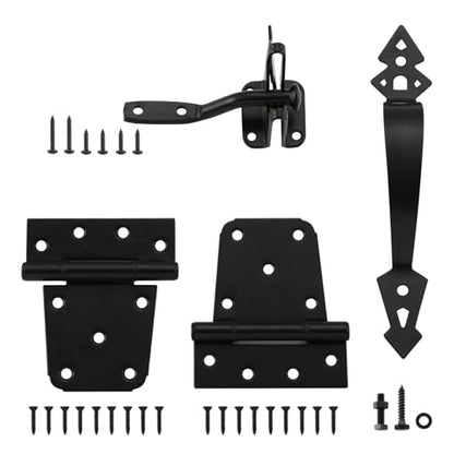Fence Gate Hardware Kit, 3-1/2" Heavy Duty Gate Hinges, Latch and Handle