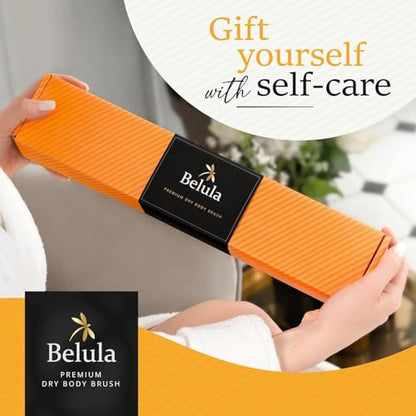 Belula 100% Boar Bristle Dry Brushing Body Brush Set, Face Brush, Gloves