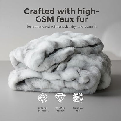 Mon Chateau 60" x 70" Dream Faux Fur Throw, Marble Print, Moonshadow Bubble | Cozy Layer Comfort For Couch, Bed Or Chair. Lightweight Polyester Fabric With Easy Machine Wash Care - color: Moonshadow Bubble