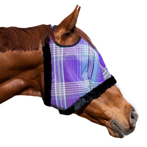 Horse Fly Mask, Fleece Trim, Breathable, Large, Lavender Mint | Soft fleece trim prevents rubbing, breathable non heat transferring mesh protects face and eyes year round - color: 2017 - Lavender Mint