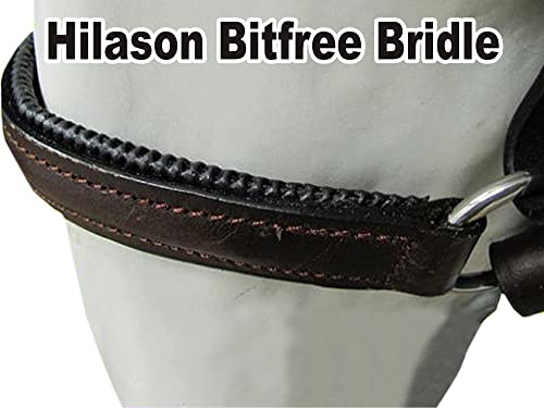 HILASON Bitfree Leather English Bitless Bridle Horse Reins Brown - size: Large