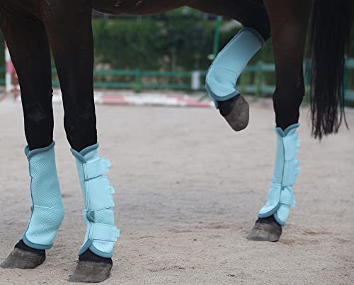 LEAFOREST Horse Fly Boots Set of 4 Non Slip Breathable Mesh Leg Protection - color: Blue