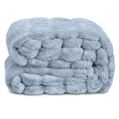 Springtree Home Luxury Micro Plush Throw Blanket | Thick Faux Fur | Blue | Lily Collection | 50" x 60" | Blue Blanket | Ultra Plush - color: Powder Blue, size: 50" x 60" (Medium)