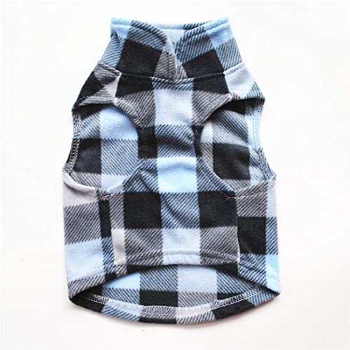 Dog Sweater, Soft Fleece Vest with Leash Ring Pullover Jacket Winter Pet Dog Clothes for Puppy Small Dog Cat Teddy Chihuahua Yorkshire for Christmas (Small, Blue Grey Plaid) | Winter Jacket,Pet Clothing,Dog Clothes,Puppy,For Small Dogs Cats,Teddy,Cat Appa