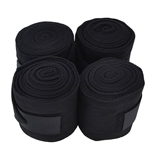 4Pcs Horse Leg Warp, Polyester Self Adhesive Breathable Wear Resistant Animal Leg Bandage for Cows Horses - color: Black